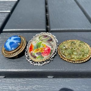 Lot of 3 vtg brooches